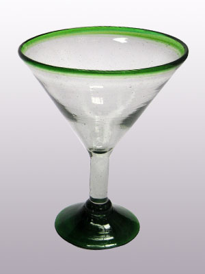 Wholesale MEXICAN GLASSWARE / Emerald Green Rim 10 oz Martini Glasses  / This wonderful set of martini glasses will bring a classic, mexican touch to your parties.